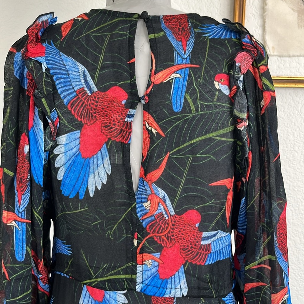 BLANK NYC Parrot Resort Long Sleeve Bird of Paradise Midi AW 2019 Dress - Picture 6 of 10
